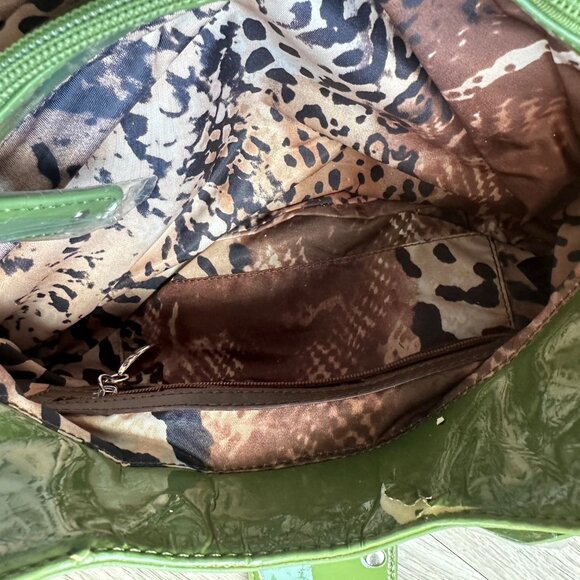 Sharif Green Snake Pattern Satchel Handbag NWT but has Peeling - Picture 6 of 16